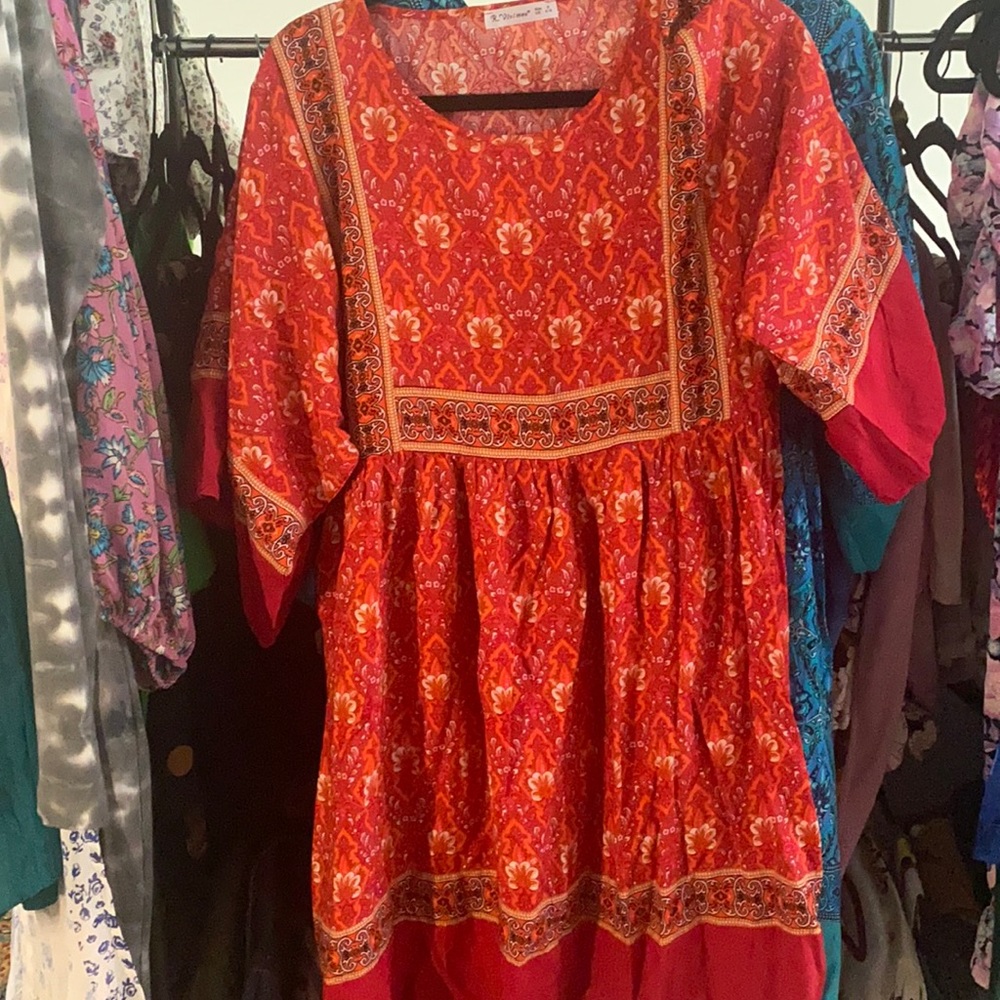 Floral Mini Dress Red